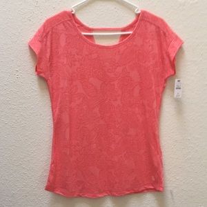 T By Talbots Peach Hidden Paisley Print Top S:XS